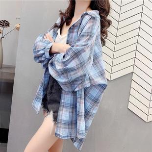 薄款 2025年透气中长款 新款 洋气百搭格子防晒衣女夏季 外套 宽松长袖