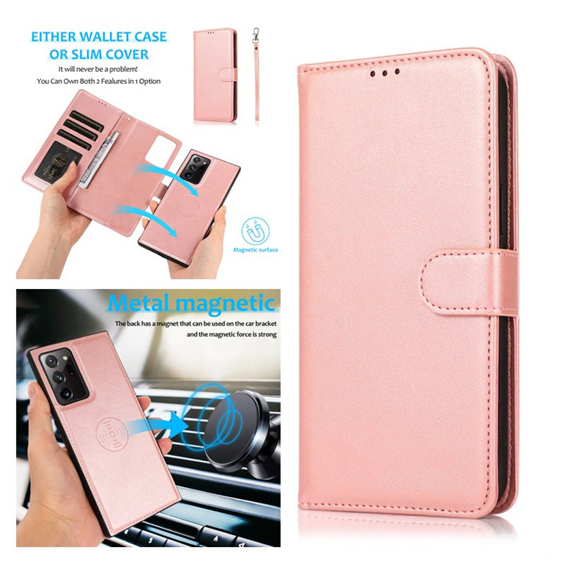 适用三星Note20 Ultra手机皮套磁吸拆卸分离S23钱包插卡S22保护套S21翻盖S20FE男女S10+商务S9挂绳卡包S8软壳