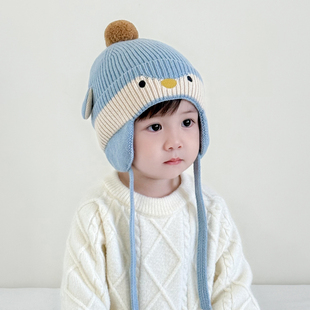 儿童帽子男孩2025新款冬季可爱宝宝1岁男童秋冬护耳帽2冬天3女童4