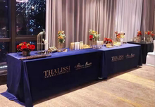 定制展会桌布印刷logo会议签到长方形台布地推广告蓝色长桌布订做