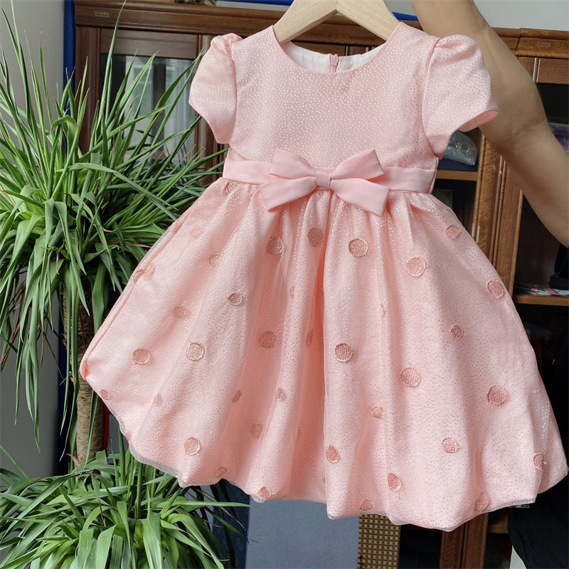 新短袖灯笼连衣裙儿童长款高档婚纱礼服公主蓬蓬裙蓬松洋气女童裙