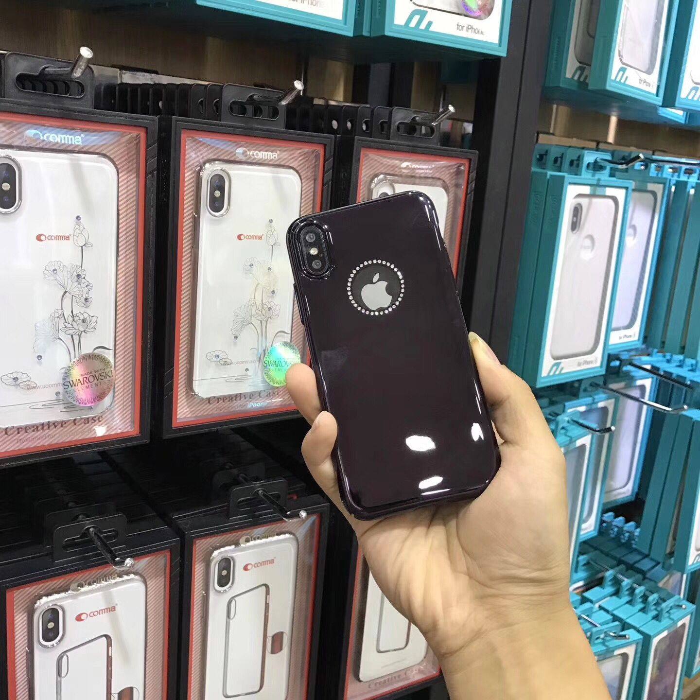 comma珂玛适用于苹果x手机壳奢华水钻iphonex保护套全包防摔ix女