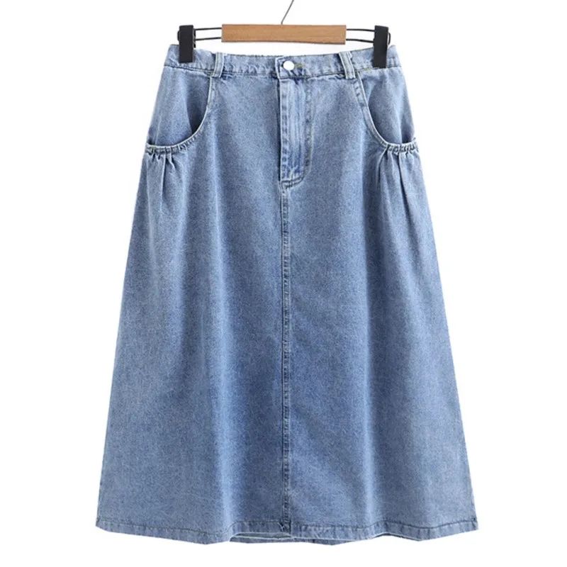 Summer Plus Size Denim Skirts Women 2023 Spring High Waist W