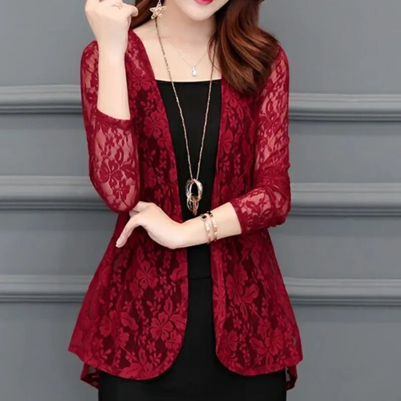 Women Summer Hollow Cardigan Shirt Sunproof Blouse Boho ops