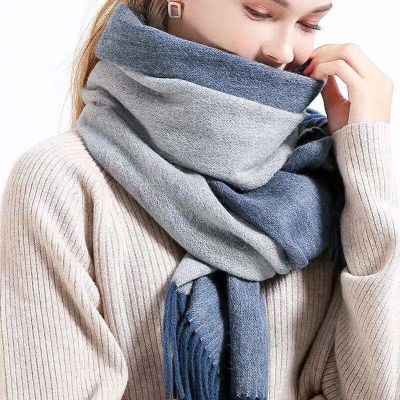 New Reversible Winter 100% Pure Wool Scarves Women Russian W