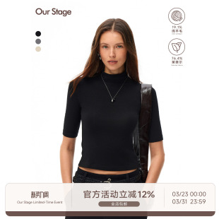 T恤打底衫 莱赛尔绵羊毛凉感亲肤半高领上衣女基础中袖 Stage Our