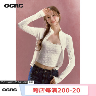 蕾丝拼接修身 OCRC 2024春季 Official 防晒衣辣妹蝴蝶结吊带两件套