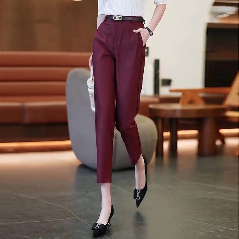 高腰职业哈伦裤女2025春夏松紧休闲烟管裤韩版显瘦质感直筒西装裤
