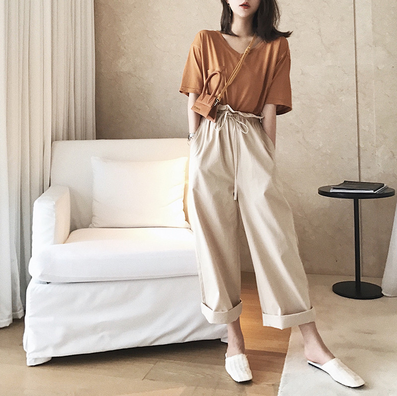 晚晚风港味00后复古矮个子阔腿裤闺蜜短装女神范网红两件套装女夏