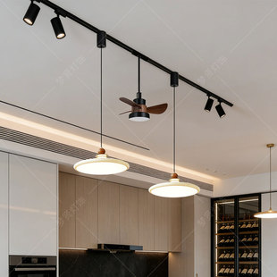 超薄明装磁吸轨道餐厅吊灯可移位升降意式极简中古风吧台饭厅吊灯