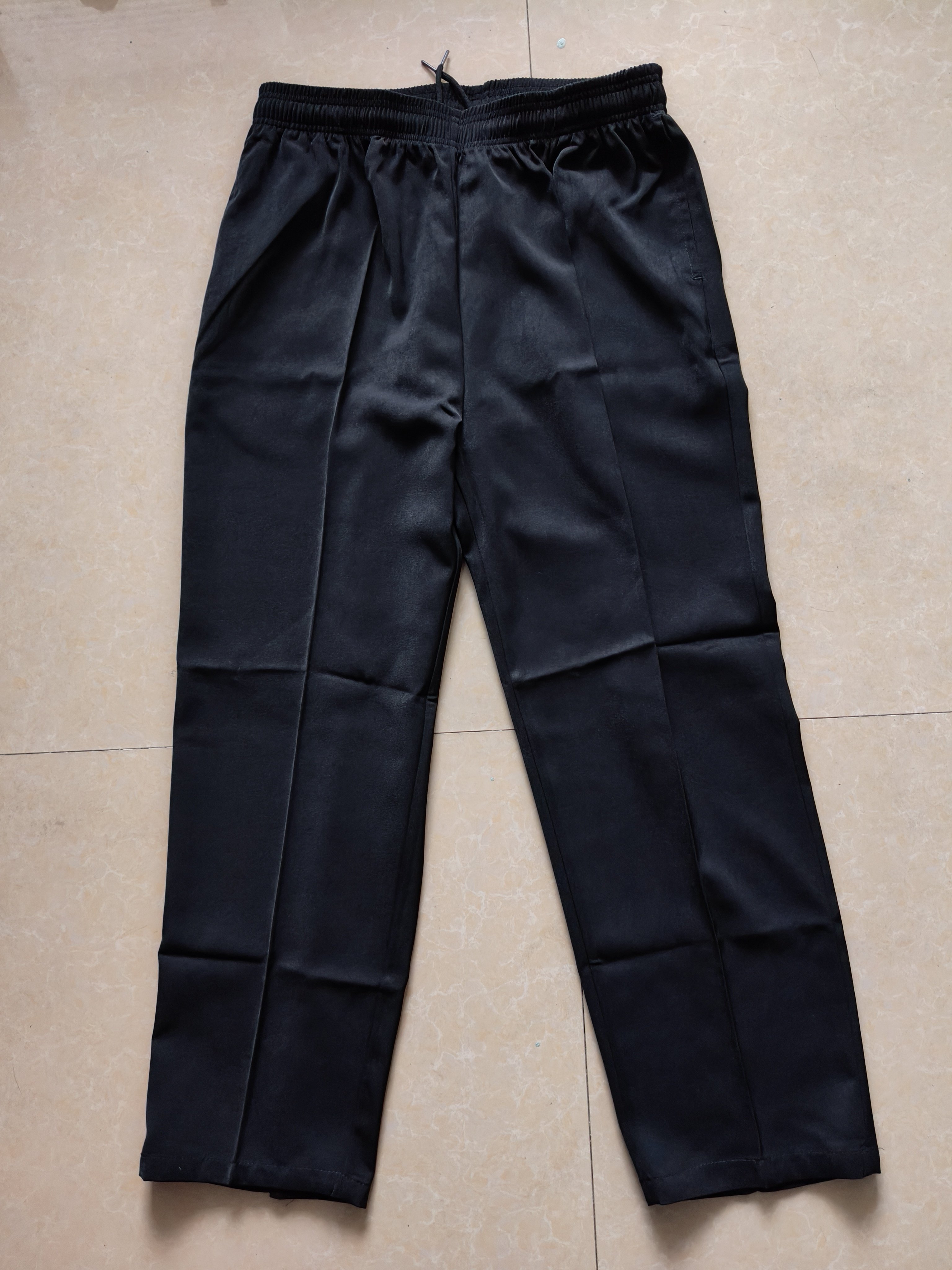 厨房全松紧黑裤休闲宽松裤厨师工作裤服务员工作裤男女款黑色长裤