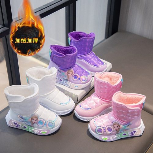 宝宝雪地靴2024冬季新款儿童加绒加厚短靴男女童洋气软底保暖棉靴