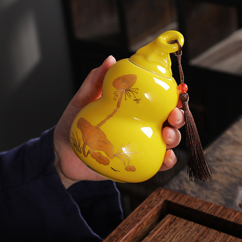 百顺福禄葫芦陶瓷茶叶罐小号便携药膏丸香粉密封罐绿茶空包装定制,餐饮具,茶叶罐,淘宝优惠券,粉丝福利购,淘宝优惠卷