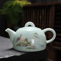 百顺福青瓷单壶功夫茶具配件陶瓷小茶壶中式复古个人喝茶壶子定制