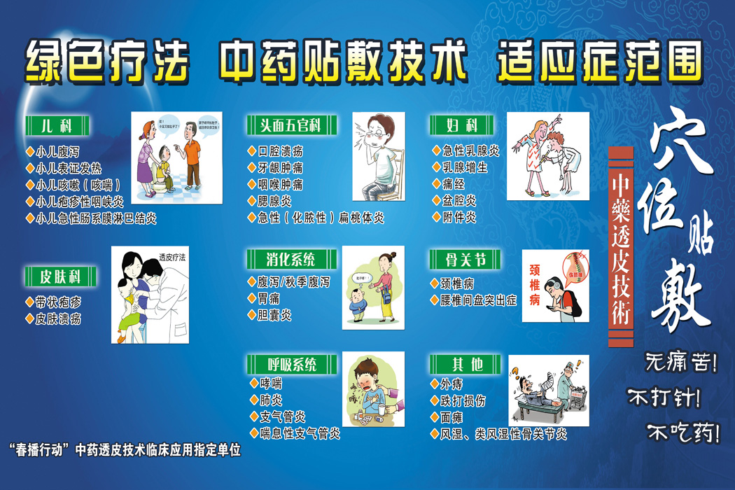中医院中药贴敷绿色疗法知识装饰挂图诊所卫生室医疗宣传贴画海报