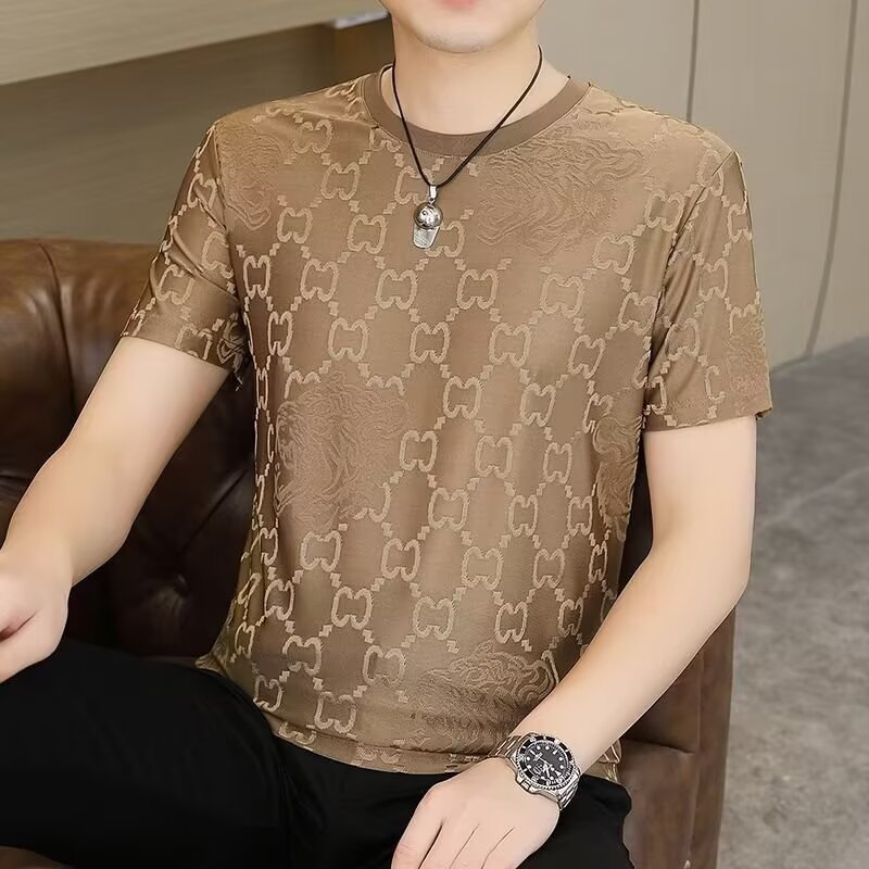 厂家直销~夏季冰丝提花短袖上衣