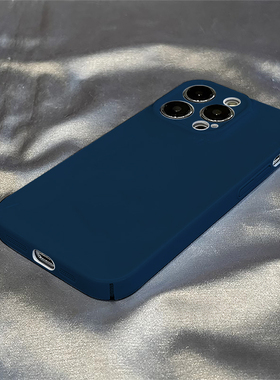 普鲁士蓝色适用苹果17AIR手机壳14/15plus新iphone16promax全包SE3/2菲林XR/XS硬壳7/8保护套12/13mini高档11