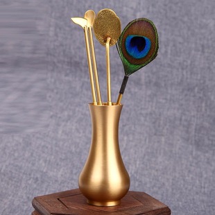 小花插花瓶纯铜香道套装瓶收纳瓶小香粉罐香丸沉香粉盒七件套工具