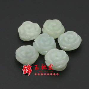 天然缅甸翡翠A货玫瑰花花朵戒指散珠DIY配饰手工编织手链项链配件