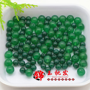 天然绿玉髓散珠DIY半成品珠子玛瑙圆珠手链珠串配珠材料水晶饰品