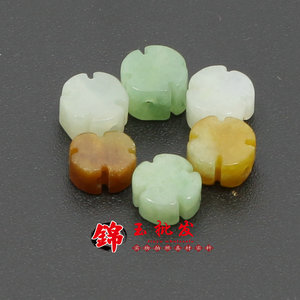DIY配件翡翠天然散珠玉石三彩玉珠子A货十字花扣手链吊坠项链配饰