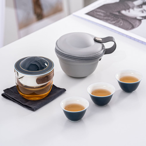瓷恒堂ET旋转快客杯便携式户外旅行茶具套装家用陶瓷一壶三杯定制
