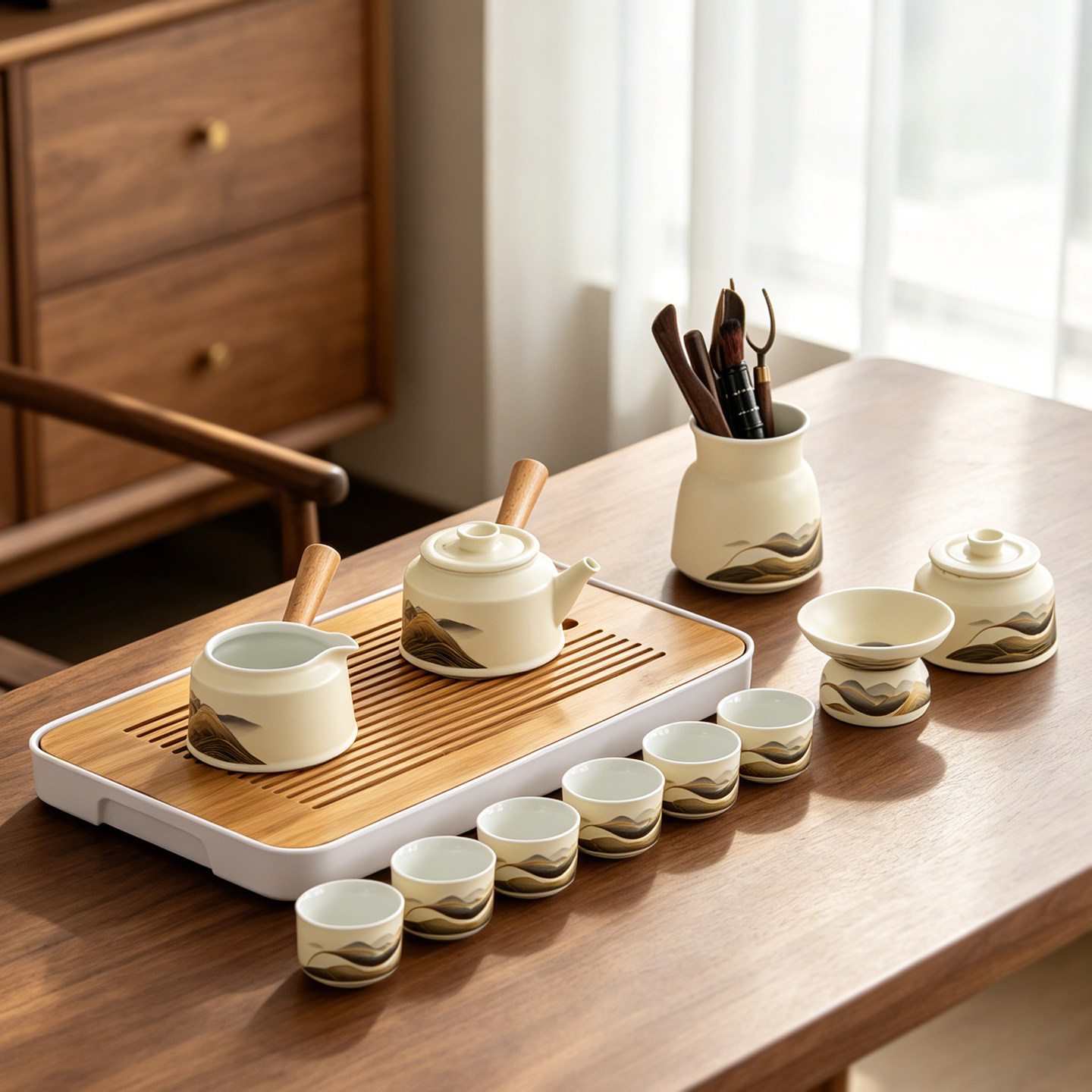 瓷恒堂泡茶家用功夫茶具套装高档轻奢新款简约中式茶道古风礼盒装