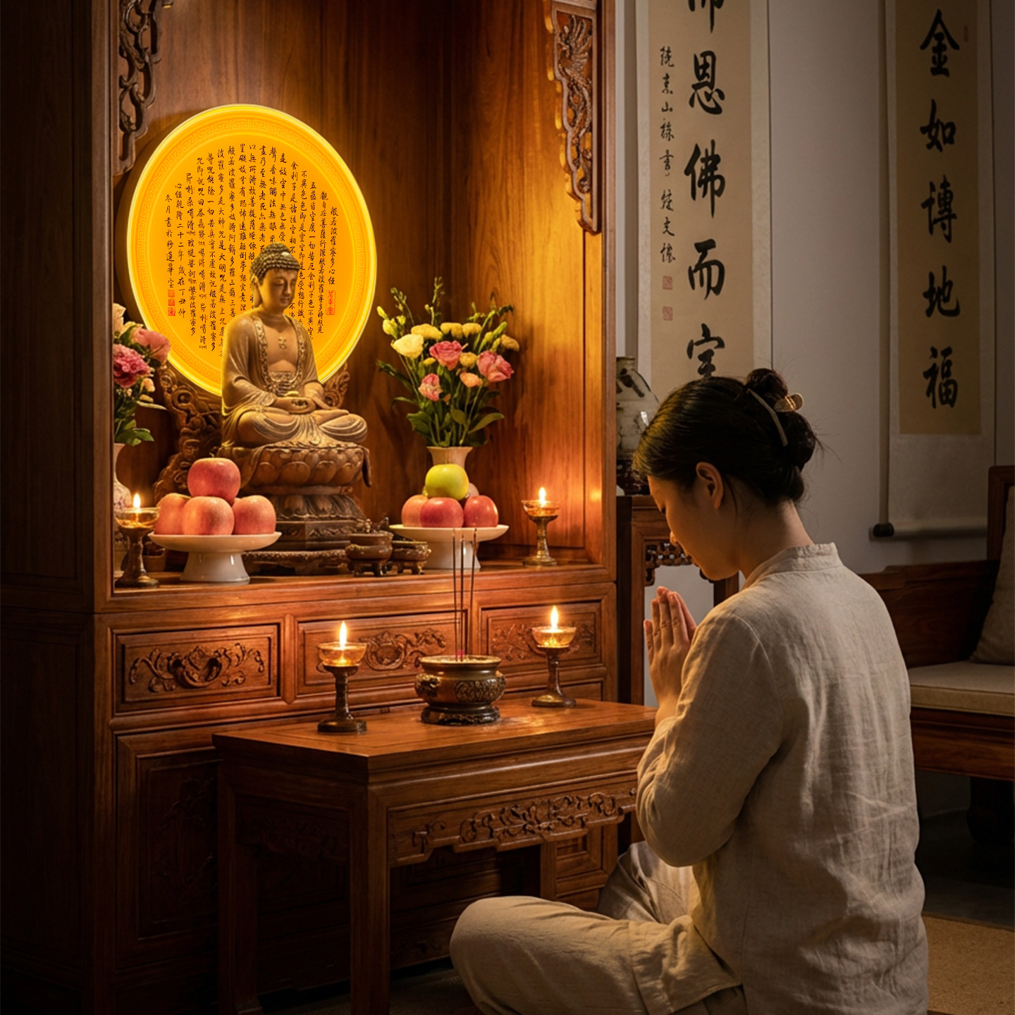 佛像背景灯背光佛龛背光灯佛堂佛光光圈神台观音圆形观音菩萨装饰
