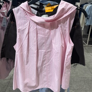 H家全新不退换1349032新品女装棉质柔软 围脖领衬衫上衣