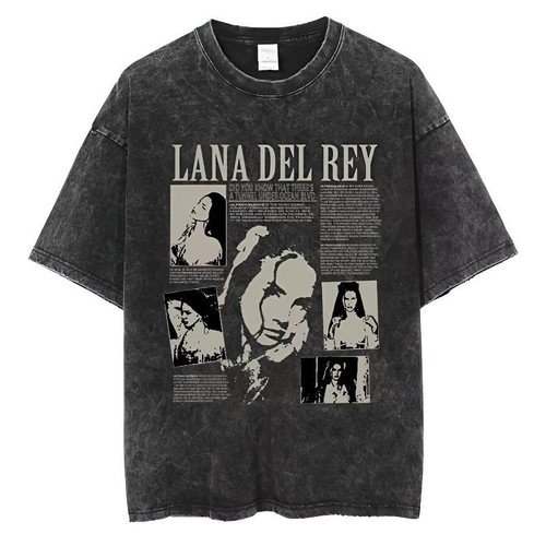 美式复古歌手LanaDelRey水洗T恤