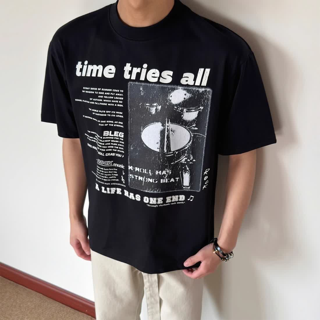 美式高街复古乐队短袖T恤男女