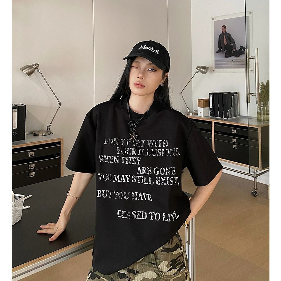 潮牌美式高街字母t恤男女装