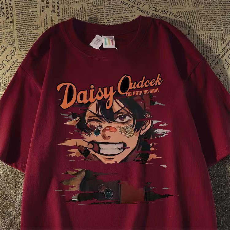 美式纯棉日系动漫卡通印花短袖