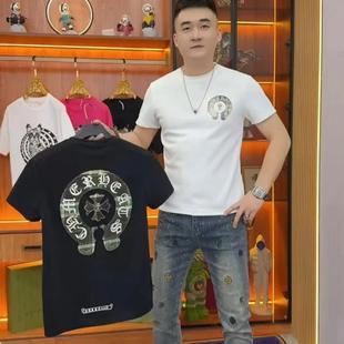 帅气高级感短袖 2025男士 修身 轻奢痞帅气质潮流百搭T恤时尚 新款