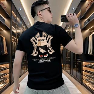 百搭圆领韩版 短袖 休闲时尚 美式 上衣夏季 半袖 修身 潮流印花T恤 潮款