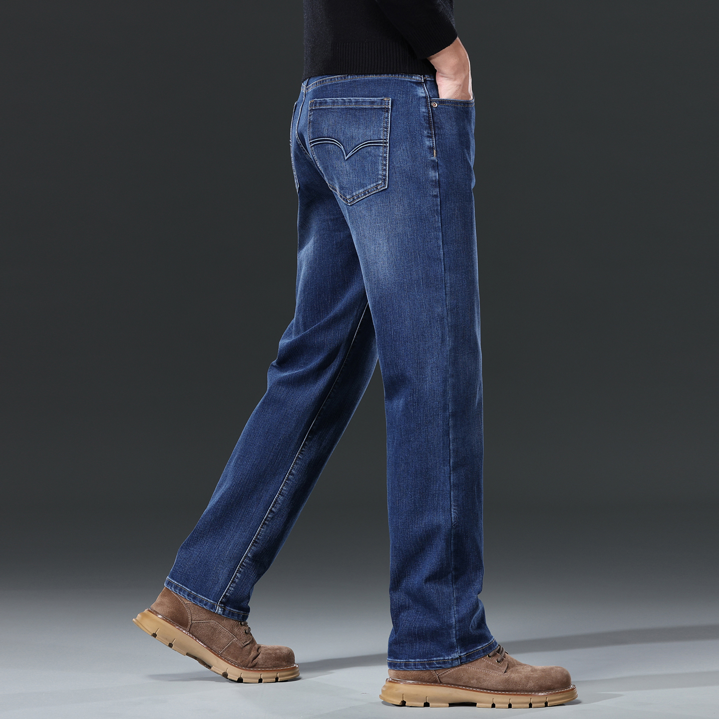 春季新款牛仔裤男宽松直筒长裤