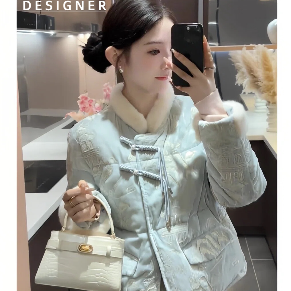 DESIGNER新中式刺绣盘扣棉衣/棉服