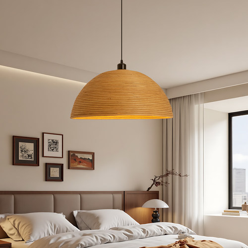 法式中古风卧室吊灯现代简约北欧原木吊灯民宿书房客厅吧台餐厅灯
