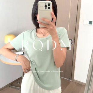 女装 新款 大码 2025夏季 T恤上衣 胖妹妹爆款 基础建议百搭U领正肩短袖