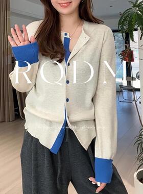 大码女装2026春秋新款胖MM气质单排扣开衫显瘦百搭圆领长袖针织衫