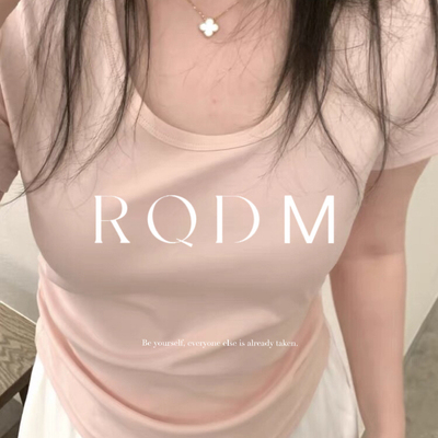 百搭小众宽松圆领正肩短袖T恤女