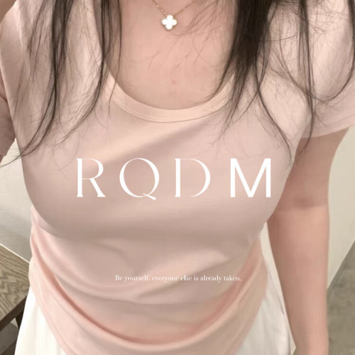 百搭小众宽松圆领正肩短袖T恤女