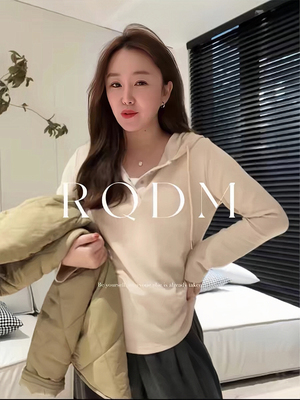 排扣连帽宽松显瘦纯色卫衣女秋冬