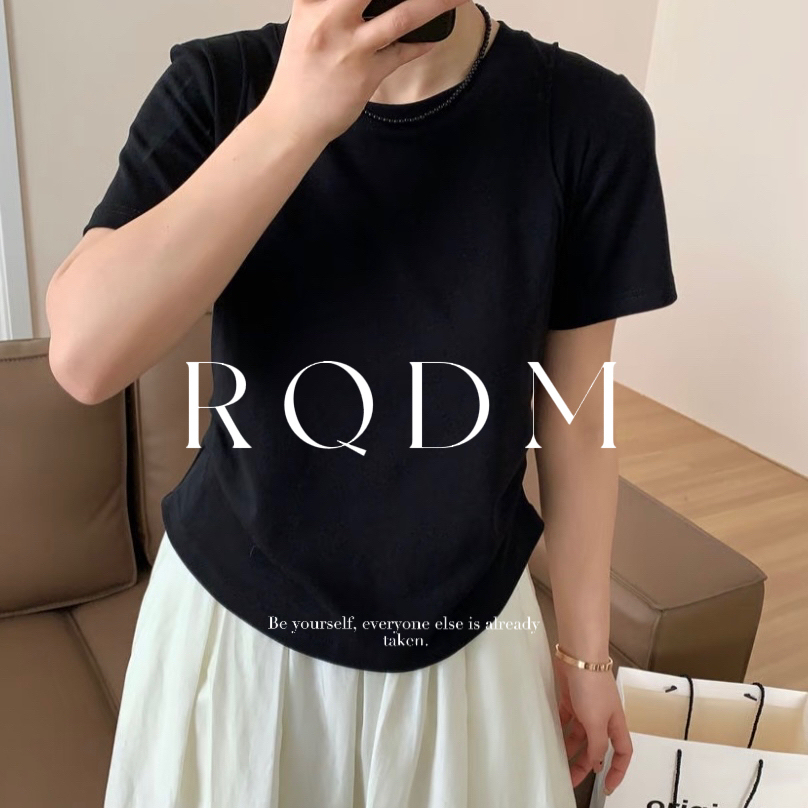 多色双收腰巨显瘦圆领正肩短袖女