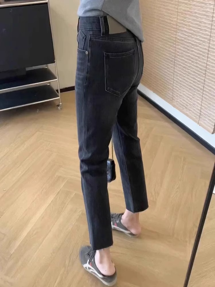 胖mm新款高腰显瘦直筒裤