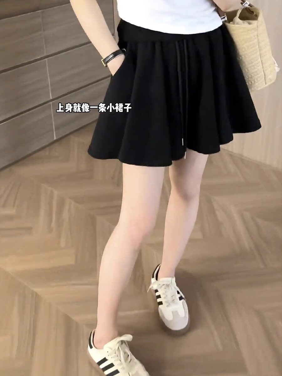 2024 SUMMER NEW PLUS SIZE WOMENS HIGH WAIST CASUAL WIDE LEG SHORTS FAT MM LOOSE THIN PLEATED CULOTTES