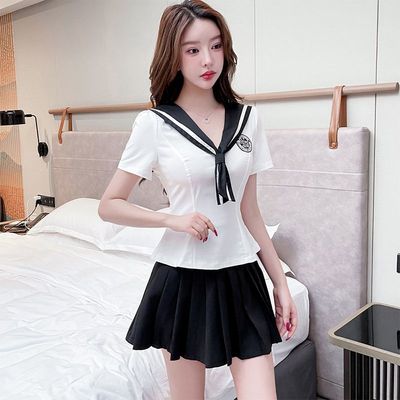 足浴按摩工作服黑色足疗技师服装柔式气质沐足工衣性感百褶裙套装