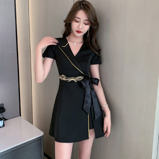 足疗技师工作服连衣裙裙裤两件套美容院按摩服工衣足浴采耳服装女