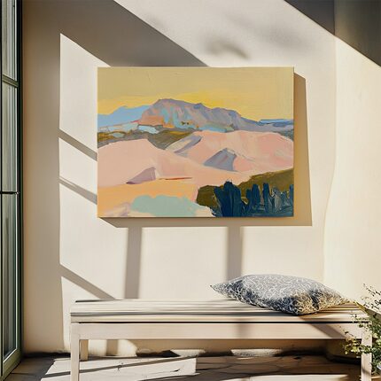 手绘油画《山峦叠奏》简约现代抽象风景小众艺术横版肌理色调挂画