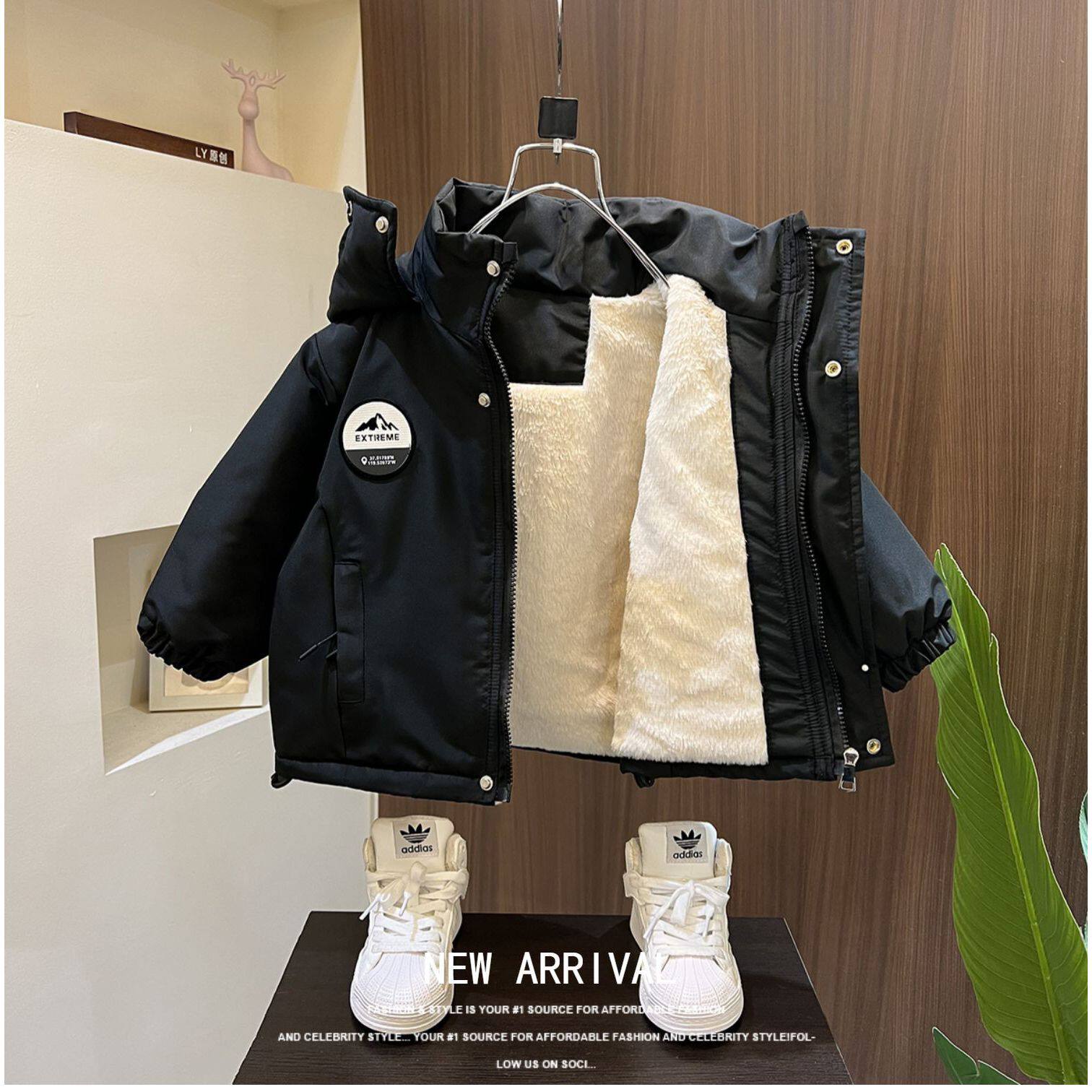 男童冬季加绒加厚派克棉服新款潮